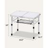 Sportneer Folding Table: Adjustable Height Camping Essentials 35.4″ L x 23.6″ W 2 Height with Mesh Layer – Compact & Portable Small Folding Table for Outdoor Camp Garden Picnic BBQ Dining Cooking(White)