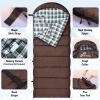 Sportneer Heated Sleeping Bag with 5 Heating Zones, Warm Flannel Cold Weather Sleeping Bag for Adults, 3 Heat Levels USB Powered (Power Bank Not Included), Winter Camping & Outdoor Hiking(Brown)