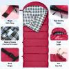 Sportneer Heated Sleeping Bag with 5 Heating Zones, Warm Flannel Cold Weather Sleeping Bag for Adults, 3 Heat Levels USB Powered (Power Bank Not Included), Winter Camping & Outdoor Hiking(Rosa Red)