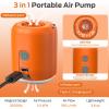 Sportneer Mini Air Pump: 1600mAh Rechargeable Air Pump for Inflatables with Hook, Magnetic and Light Function, Air Mattress Pump for Pool Floats, Sleeping Pads, Swimming Ring, Vacuum Storage Bags(Orange)