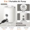 Sportneer Mini Air Pump: 1600mAh Rechargeable Air Pump for Inflatables with Hook, Magnetic and Light Function, Air Mattress Pump for Pool Floats, Sleeping Pads, Swimming Ring, Vacuum Storage Bags(White)