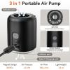 Sportneer Mini Air Pump: 1600mAh Rechargeable Air Pump for Inflatables with Hook, Magnetic and Light Function, Air Mattress Pump for Pool Floats, Sleeping Pads, Swimming Ring, Vacuum Storage Bags(Black)