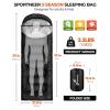 Sportneer Sleeping Bag for Adults & Kids, Cold Weather & Warm Waterproof Camping Sleeping Bag, Compact Portable for Camping Hiking & Travel(Black + Light Gray)
