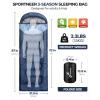 Sportneer Sleeping Bag for Adults & Kids, Cold Weather & Warm Waterproof Camping Sleeping Bag, Compact Portable for Camping Hiking & Travel(Dark Blue + Light Blue)