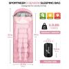 Sportneer Sleeping Bag for Adults & Kids, Cold Weather & Warm Waterproof Camping Sleeping Bag, Compact Portable for Camping Hiking & Travel(Pink + Light Pink)