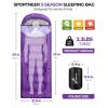 Sportneer Sleeping Bag for Adults & Kids, Cold Weather & Warm Waterproof Camping Sleeping Bag, Compact Portable for Camping Hiking & Travel(Purple + Light Purple)