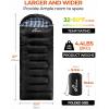Sportneer Sleeping Bags for Adults, 0 Degree Sleeping Bag XL Flannel Winter Cold Weather Sleeping Bag with Detachable Hood Compression Sack for Camping, Backpacking, Hiking(Black)