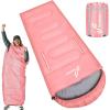 Sportneer 0 Degree Wearable Sleeping Bag for Adults & Kids – Walkable with Arm Zippers, Waterproof & Warm, Compact for Camping, Stadiums, Travel, Backpacking & Car Use(Pink)