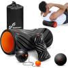 Sportneer 4 in 1 Foam Roller Set: Dual Textures Foam & Foot Roller, Stringed Lacrosse Ball, Muscle Set for Whole Body Release(Black)