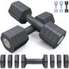 Sportneer Adjustable Dumbbells Hand Weights Set: 4 In 1 Weight Each 2lb 3lb 4lb 5lb Free Weights Dumbbells Set for Women Fast Adjust Dumbbell Set for Men Home Gym Workout Strength Training Exercise(Carbon Black)