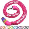 Sportneer Bike Lock: 5 Digit Combination High Security Anti Theft Bike Chain Lock – 3.2/3.6/4ft Heavy Duty Keyless Bicycle Lock for Bike, Motorcycle, Scooter, Door & Gate – 4/6mm Thick, Easy to Use(Rose Red-Colorful Code Wheel)