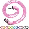 Sportneer Bike Lock: 5 Digit Combination High Security Anti Theft Bike Chain Lock – 3.2/3.6/4ft Heavy Duty Keyless Bicycle Lock for Bike, Motorcycle, Scooter, Door & Gate – 4/6mm Thick, Easy to Use(Pink-Pink Code Wheel)