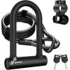 Sportneer Bike Lock: Heavy Duty Anti Theft Bike U Lock with 5ft Security Steel Cable – 17mm Shackle Bicycle U-Locks with Keys & Sturdy Mounting Bracket for Road, Mountain, Electric & Folding Bike(Black)
