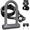 Sportneer Bike Lock: Heavy Duty Anti Theft Bike U Lock with 5ft Security Steel Cable – 17mm Shackle Bicycle U-Locks with Keys & Sturdy Mounting Bracket for Road, Mountain, Electric & Folding Bike(Gray)