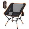Sportneer Camping Chair: 3 Heights Adjustable Lawn Chairs with 2 Side Pockets – Compact & Portable Folding Chairs for Outside, Camping, Hiking, Picnic and Beach (2, Blue)(Orange)