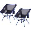 Sportneer Camping Chairs, Lightweight Outdoor Chairs with 2 Side Pockets & Storage Bag, Foldable & Portable Lawn Chairs for Camping Hiking Lawn Picnic Beach Outdoor Travel (1, Black)(Blue  2 Pack)