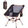 Sportneer Camping Chairs, Lightweight Outdoor Chairs with 2 Side Pockets & Storage Bag, Foldable & Portable Lawn Chairs for Camping Hiking Lawn Picnic Beach Outdoor Travel (1, Black)(Orange)