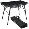 Sportneer Camping Table: 35.4”x20.5’’ Adjustable Height Aluminum Folding Table with Top Mesh Layer – Roll Up Camping Table for Outdoor Camp Picnic Beach RV Backyards Kitchen BBQ(Black)