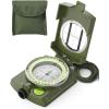 Sportneer Compass: Accurate Durable Lightweight Orienteering Compass with Strap and Carrying Case, Glow in The Dark Waterproof Hiking Essentials for Camping Backpacking, Best Survival Gifts for Kids(Army Green)