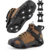 Sportneer Crampons： Ice Cleats for Shoes and Boots with 28 Spikes – Traction Slip-on Stretch Footwear for Walking and Shoveling on Ice and Snow – Lightweight for Women and Men(Black)