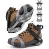 Sportneer Crampons： Ice Cleats for Shoes and Boots with 28 Spikes – Traction Slip-on Stretch Footwear for Walking and Shoveling on Ice and Snow – Lightweight for Women and Men(Grey)