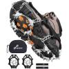 Sportneer Crampons： Ice Cleats for Shoes and Boots with 28 Spikes – Traction Slip-on Stretch Footwear for Walking and Shoveling on Ice and Snow(Black)