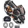 Sportneer Crampons： Ice Cleats for Shoes and Boots with 28 Spikes – Traction Slip-on Stretch Footwear for Walking and Shoveling on Ice and Snow(Gray)