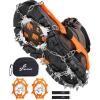Sportneer Crampons： Ice Cleats for Shoes and Boots with 28 Spikes – Traction Slip-on Stretch Footwear for Walking and Shoveling on Ice and Snow(Orange)