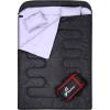 Sportneer Double Sleeping Bag: Queen Size 2 Person All Season for Warm & Cold Weather Camping Sleeping Bag with 2 Pillows, Waterproof Lightweight Large Size 86.6” x 59”(Black)