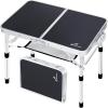 Sportneer Folding Table: Adjustable Height Camping Essentials 35.4″ L x 23.6″ W 2 Height with Mesh Layer – Compact & Portable Small Folding Table for Outdoor Camp Garden Picnic BBQ Dining Cooking(Black)