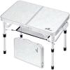 Sportneer Folding Table: Adjustable Height Camping Essentials 35.4″ L x 23.6″ W 2 Height with Mesh Layer – Compact & Portable Small Folding Table for Outdoor Camp Garden Picnic BBQ Dining Cooking(White)