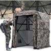 Sportneer Hunting Blind 270 Degree See Through Ground Blind with Silent Sliding Door & Windows for Deer Hunting, 2-3 Person Pop Up Ground Blind for Turkey and Deer with Carrying Bag