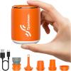 Sportneer Mini Air Pump: 1600mAh Rechargeable Air Pump for Inflatables with Hook, Magnetic and Light Function, Air Mattress Pump for Pool Floats, Sleeping Pads, Swimming Ring, Vacuum Storage Bags(Orange)