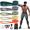 Sportneer Resistance Bands for Working Out: Pull Up Bands 5-130lb 5 Levels Exercise Bands Workout Bands Set with Handles & Door Anchor Pull Up Assist Bands for Men Women Resistance Training(Green Gray Orange)