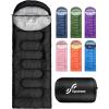 Sportneer Sleeping Bag for Adults & Kids, Cold Weather & Warm Waterproof Camping Sleeping Bag, Compact Portable for Camping Hiking & Travel(Black + Light Gray)