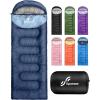 Sportneer Sleeping Bag for Adults & Kids, Cold Weather & Warm Waterproof Camping Sleeping Bag, Compact Portable for Camping Hiking & Travel(Dark Blue + Light Blue)