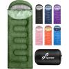 Sportneer Sleeping Bag for Adults & Kids, Cold Weather & Warm Waterproof Camping Sleeping Bag, Compact Portable for Camping Hiking & Travel(Green + Light Green)
