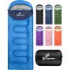 Sportneer Sleeping Bag for Adults & Kids, Cold Weather & Warm Waterproof Camping Sleeping Bag, Compact Portable for Camping Hiking & Travel(Light Blue + Dark Blue)