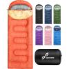 Sportneer Sleeping Bag for Adults & Kids, Cold Weather & Warm Waterproof Camping Sleeping Bag, Compact Portable for Camping Hiking & Travel(Orange + Yellow)