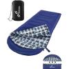 Sportneer Sleeping Bags for Adults, 0 Degree Sleeping Bag XL Flannel Winter Cold Weather Sleeping Bag with Detachable Hood Compression Sack for Camping, Backpacking, Hiking(Blue)