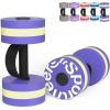 Sportneer Water Weights Aquatic Exercise Dumbbells Water Dumbbell Aerobics Workouts Set of 2 EVA Foam Pool Weights Dumbbells Set Aqua Fitness Barbells Equipment for Water Aerobics Weight Loss(Striped Purple)