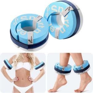 Foam Aquatic Cuffs Exercise Equipment: Sportneer Water Aerobics Float Ring with Adjustable Webbing Pool Exercise Workout Set Water Ankle Ring(SkyBlue)