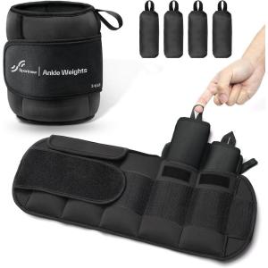 Sportneer 20lbs/Pair Adjustable Ankle Weights for Women and Men, Modularized Leg Weight for Yoga, Walking, Running, Aerobics, Gym, Physical Therapy(Black)