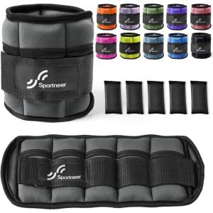 Sportneer Adjustable Ankle Weights Set – 1 Pair (2-10 lbs) Removable Sandbags for Women & Men, Comfortable Neoprene Leg Weights for Walking, Running, Pilates, Yoga, Home Workout & Physical Therapy(Dark Gray)