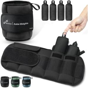 Sportneer Adjustable Ankle Weights for Women and Men 1 Pair of 4 8 12 16 20 LBS Heavy Weighted Leg Weights with Adjustable Straps, Strength Training Weights for Yoga, Aerobics, Gym, Fitness, Workout