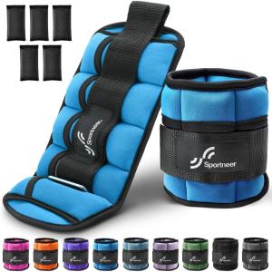 Sportneer Adjustable Ankle Weights for Women and Men 7 lbs/Pair Adjustable Leg Weights with Secure Straps, Strength Training Weighted for Yoga, Walking, Running, Aerobics, Gym, Physical Therapy(Blue)