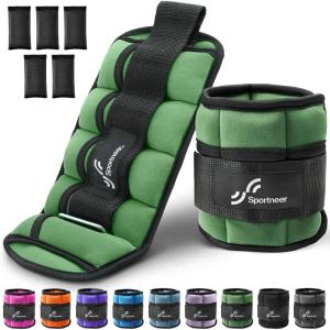 Sportneer Adjustable Ankle Weights for Women and Men 7 lbs/Pair Adjustable Leg Weights with Secure Straps, Strength Training Weighted for Yoga, Walking, Running, Aerobics, Gym, Physical Therapy(Olive)