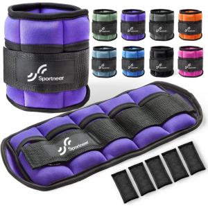 Sportneer Adjustable Ankle/Wrist Weights for Men Women Kids, Weighted Leg & Cuff Strength Training for Yoga Walking Running Aerobics Gym Fitness Physical Therapy(Purple)