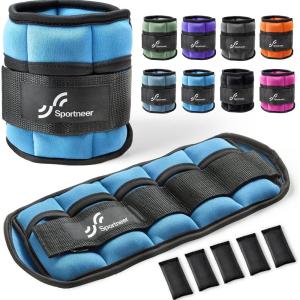 Sportneer Adjustable Ankle/Wrist Weights for Men Women Kids, Weighted Leg & Cuff Strength Training for Yoga Walking Running Aerobics Gym Fitness Physical Therapy(Blue)