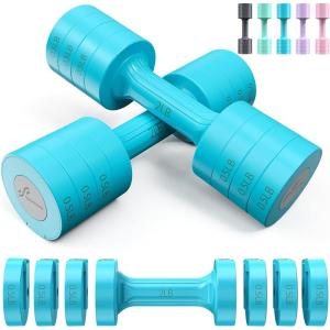 Sportneer Adjustable Dumbbells Hand Weights Set: 5 lb Dumbbell Set of 2 Each 2lb 3lb 4lb 5lb Free Weights Fast Adjust Weight 4 In 1 Weights Dumbbells Set for Women Men Home Gym Exercise Training(blue)